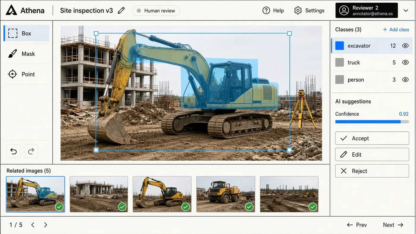 Athena assisted image labeling workspace